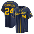 Johmsee M.Brewers #24 William Contreras Player Navy Home Stadium Game Stitched Jerseys