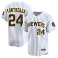 Johmsee M.Brewers #24 William Contreras Player White Stripes Home Limited Game Stitched Jerseys