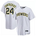 Johmsee M.Brewers #24 William Contreras Player White Stripes Home Limited Stitched Jerseys