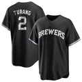 Johmsee M.Brewers #2 Brice Turang Player Black Game Home Stitched Jerseys