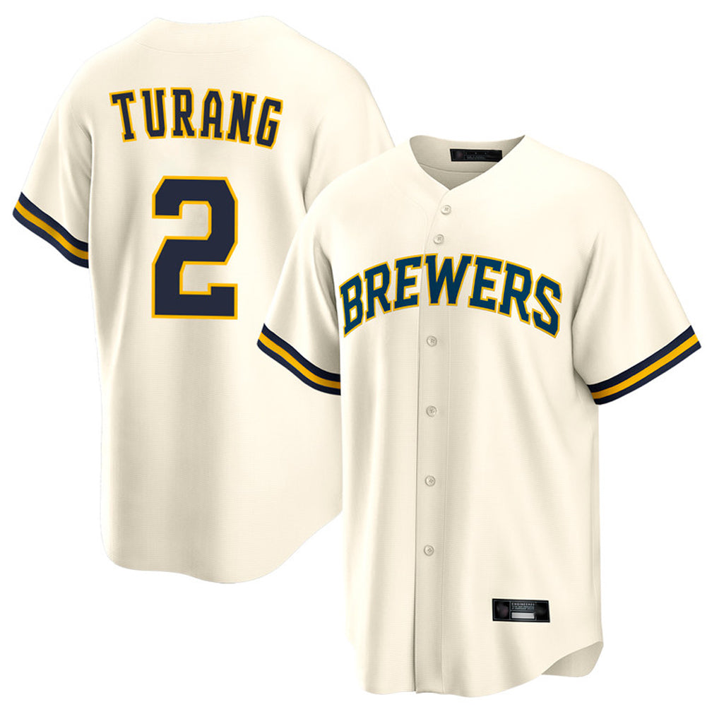 Johmsee M.Brewers #2 Brice Turang Player Cream Home Game Stitched Jerseys