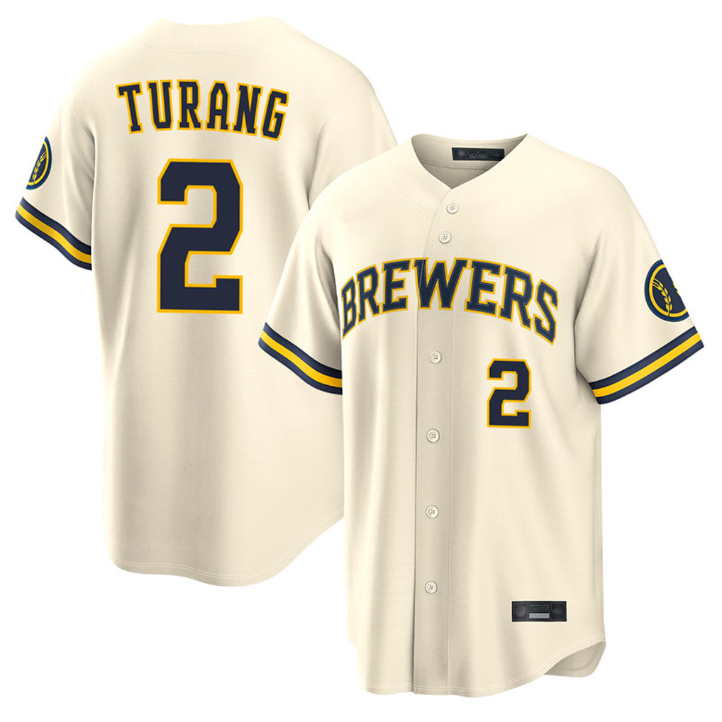 Johmsee M.Brewers #2 Brice Turang Player Cream Home Limited Stitched Jerseys