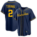 Johmsee M.Brewers #2 Brice Turang Player Navy Home Game Stitched Jerseys