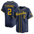 Johmsee M.Brewers #2 Brice Turang Player Navy Home Limited Stitched Jerseys