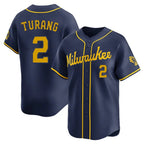 Johmsee M.Brewers #2 Brice Turang Player Navy Home Limited Stitched Jerseys