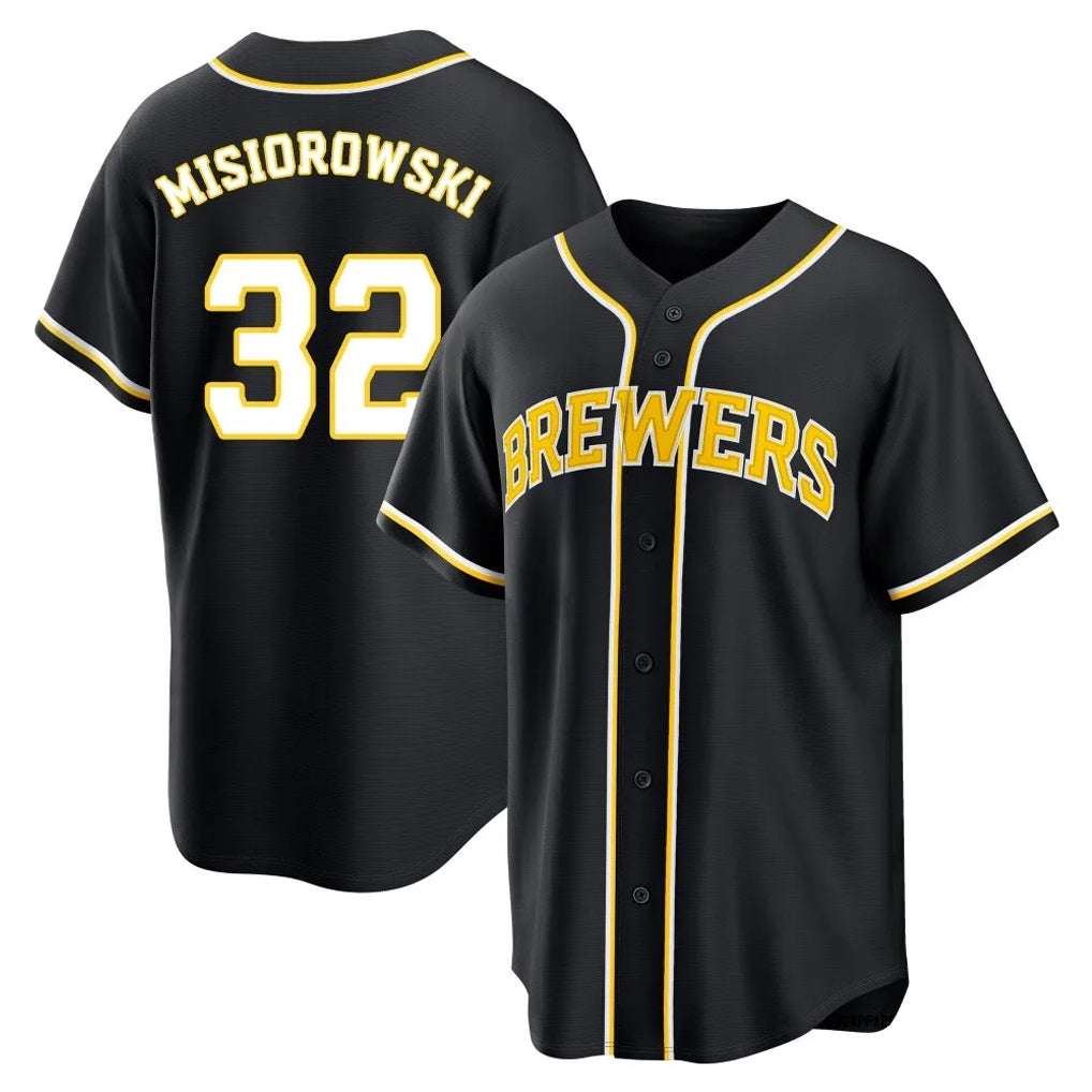 Johmsee M.Brewers #32 Jacob Misiorowski Player Black Fashion Out Home Game Stitched Jerseys