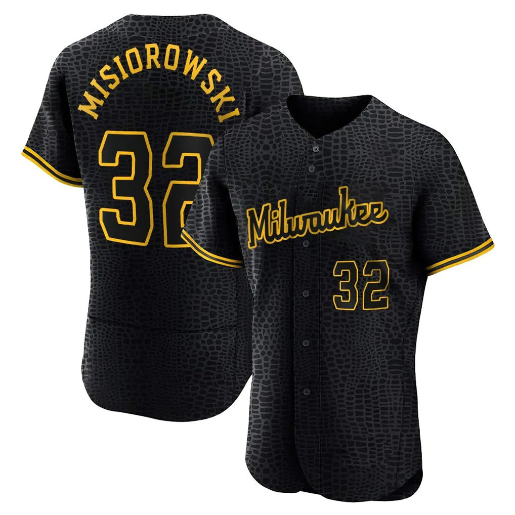 Johmsee M.Brewers #32 Jacob Misiorowski Player Black Snake Skin City Home Limited Elite Stitched Jerseys