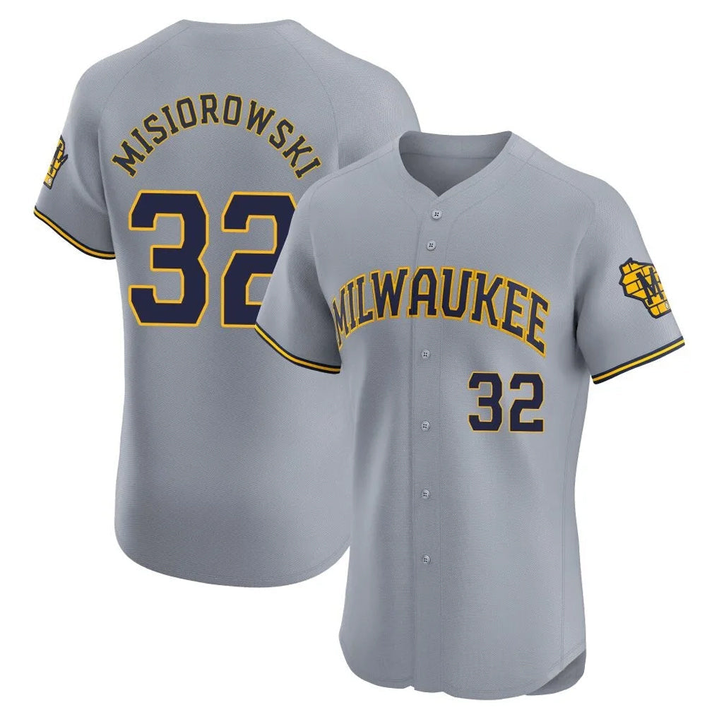 Johmsee M.Brewers #32 Jacob Misiorowski Player Gray Home Limited Elite Stitched Jerseys