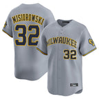 Johmsee M.Brewers #32 Jacob Misiorowski Player Gray Home Limited Stitched Jerseys