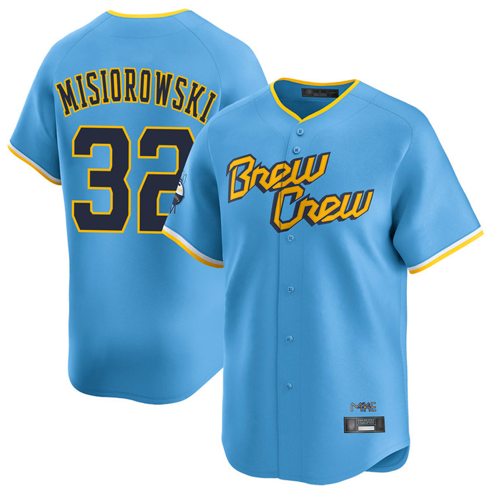 Johmsee M.Brewers #32 Jacob Misiorowski Player Light Blue City Connect Home Limited Stitched Jerseys