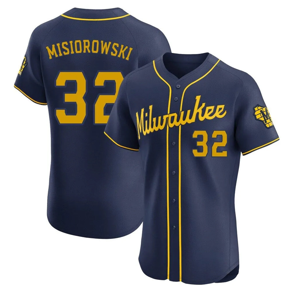 Johmsee M.Brewers #32 Jacob Misiorowski Player Navy Home Limited Elite Stitched Jerseys