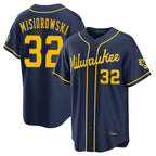 Johmsee M.Brewers #32 Jacob Misiorowski Player Navy Home Stadium Game Stitched Jerseys