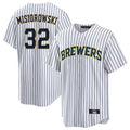 Johmsee M.Brewers #32 Jacob Misiorowski Player White Stripes Home Game Stitched Jerseys