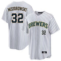 Johmsee M.Brewers #32 Jacob Misiorowski Player White Stripes Limited Game Home Stitched Jerseys