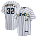 Johmsee M.Brewers #32 Jacob Misiorowski Player White Stripes Limited Game Home Stitched Jerseys