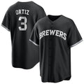Johmsee M.Brewers #3 Joey Ortiz Player Black Game Home Stitched Jerseys