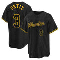 Johmsee M.Brewers #3 Joey Ortiz Player Black Snake Skin City Home Game Stitched Jerseys