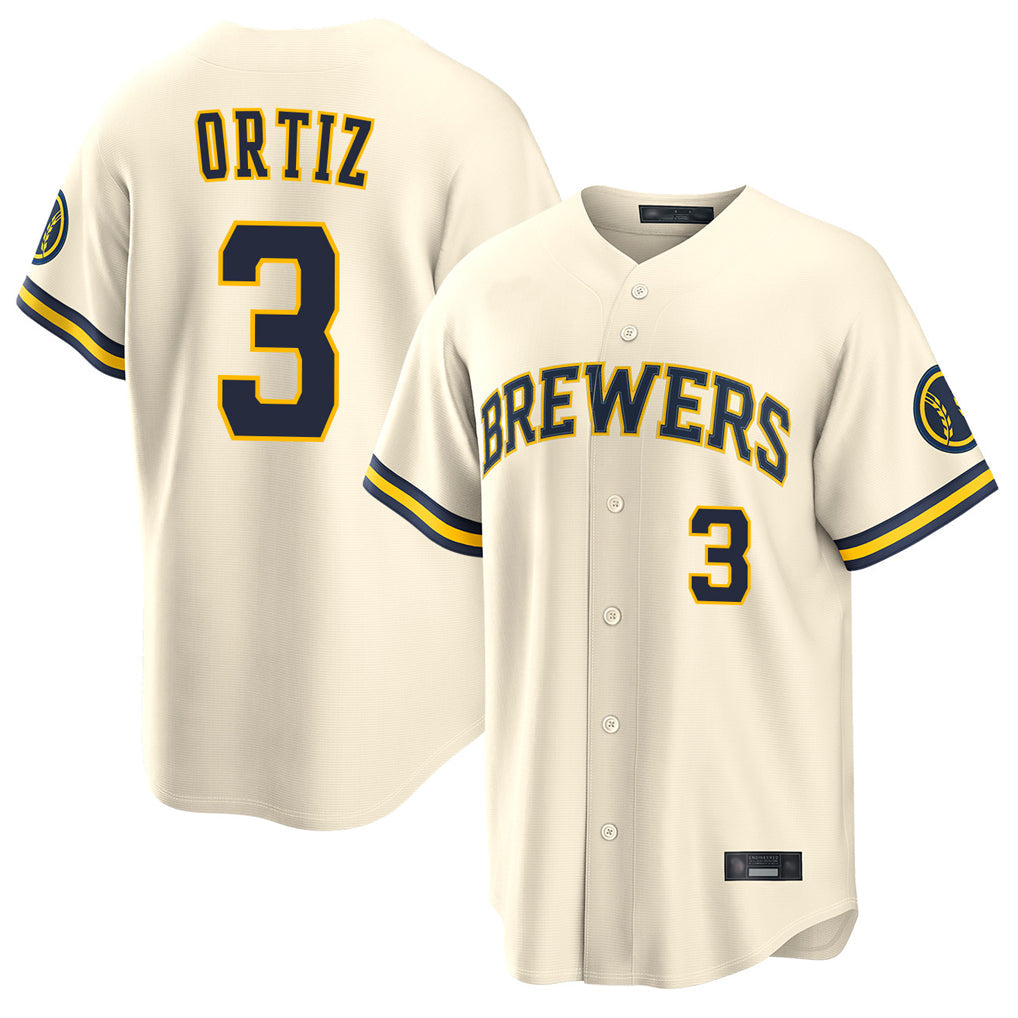 Johmsee M.Brewers #3 Joey Ortiz Player Cream Home Limited Stitched Jerseys