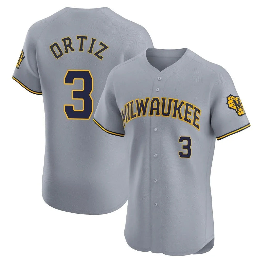 Johmsee M.Brewers #3 Joey Ortiz Player Gray Home Limited Elite Stitched Jerseys