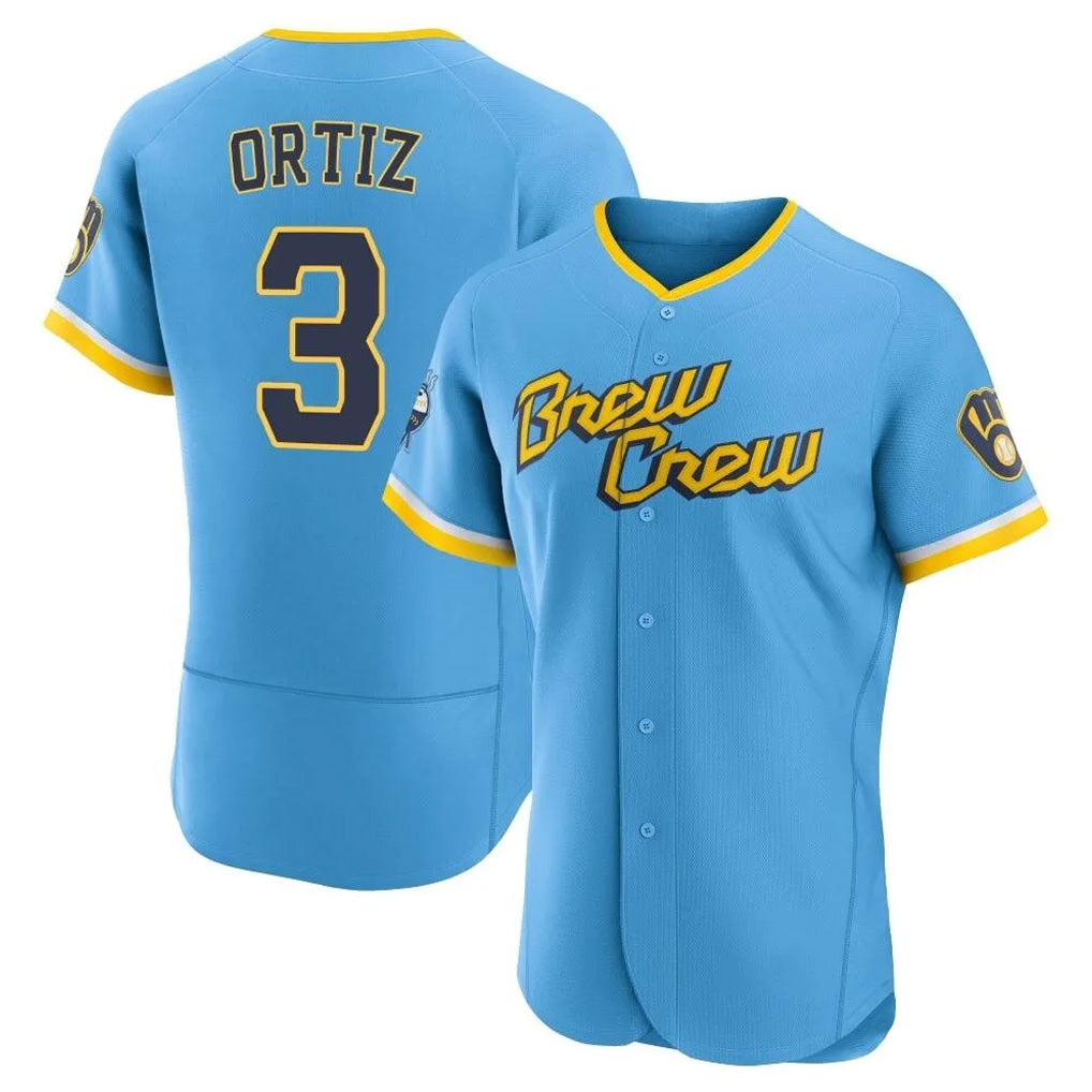 Johmsee M.Brewers #3 Joey Ortiz Player Light Blue City Connect Home Limited Elite Stitched Jerseys