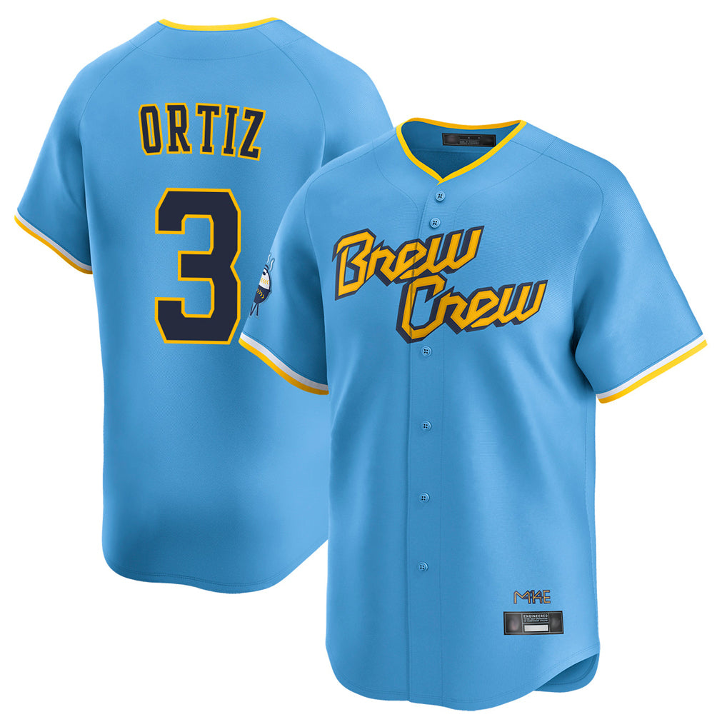 Johmsee M.Brewers #3 Joey Ortiz Player Light Blue City Connect Home Limited Stitched Jerseys