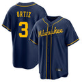 Johmsee M.Brewers #3 Joey Ortiz Player Navy Home Game Stitched Jerseys