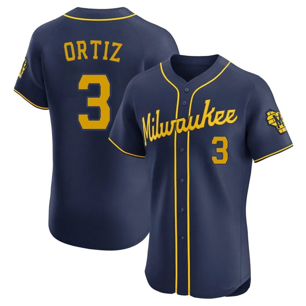 Johmsee M.Brewers #3 Joey Ortiz Player Navy Home Limited Elite Stitched Jerseys