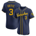 Johmsee M.Brewers #3 Joey Ortiz Player Navy Home Limited Elite Stitched Jerseys