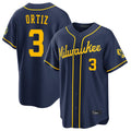 Johmsee M.Brewers #3 Joey Ortiz Player Navy Home Stadium Game Stitched Jerseys