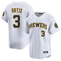 Johmsee M.Brewers #3 Joey Ortiz Player White Stripes Home Limited Game Stitched Jerseys