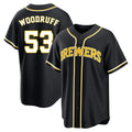 Johmsee M.Brewers #53 Brandon Woodruff Player Black Fashion Out Home Game Stitched Jerseys