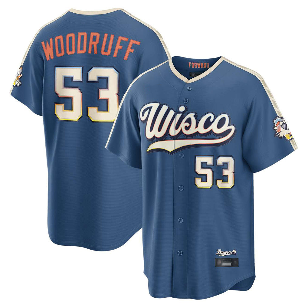 Johmsee M.Brewers #53 Brandon Woodruff Player Blue 2026 City Connect Home Game Stitched Jerseys