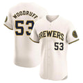 Johmsee M.Brewers #53 Brandon Woodruff Player Cream Home Limited Elite Stitched Jerseys