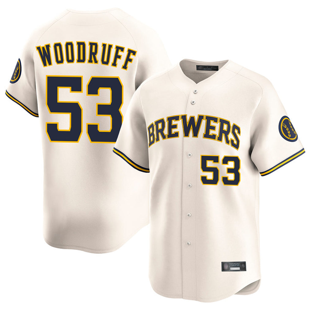 Johmsee M.Brewers #53 Brandon Woodruff Player Cream Home Limited Game Stitched Jerseys