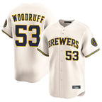 Johmsee M.Brewers #53 Brandon Woodruff Player Cream Home Limited Game Stitched Jerseys