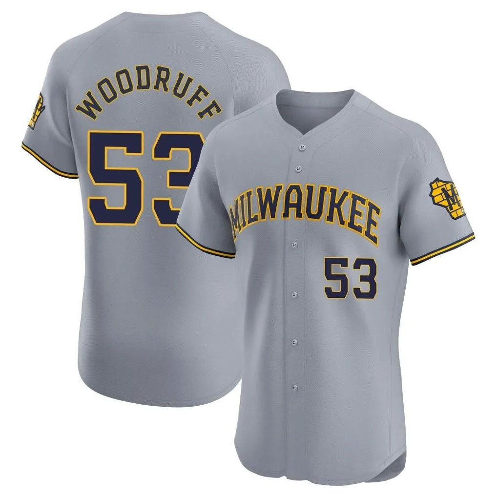 Johmsee M.Brewers #53 Brandon Woodruff Player Gray Home Limited Elite Stitched Jerseys