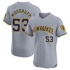 Johmsee M.Brewers #53 Brandon Woodruff Player Gray Home Limited Elite Stitched Jerseys