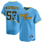 Johmsee M.Brewers #53 Brandon Woodruff Player Light Blue City Connect Home Limited Stitched Jerseys