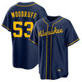 Johmsee M.Brewers #53 Brandon Woodruff Player Navy Home Game Stitched Jerseys