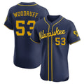 Johmsee M.Brewers #53 Brandon Woodruff Player Navy Home Limited Elite Stitched Jerseys
