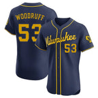 Johmsee M.Brewers #53 Brandon Woodruff Player Navy Home Limited Elite Stitched Jerseys