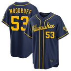 Johmsee M.Brewers #53 Brandon Woodruff Player Navy Home Stadium Game Stitched Jerseys