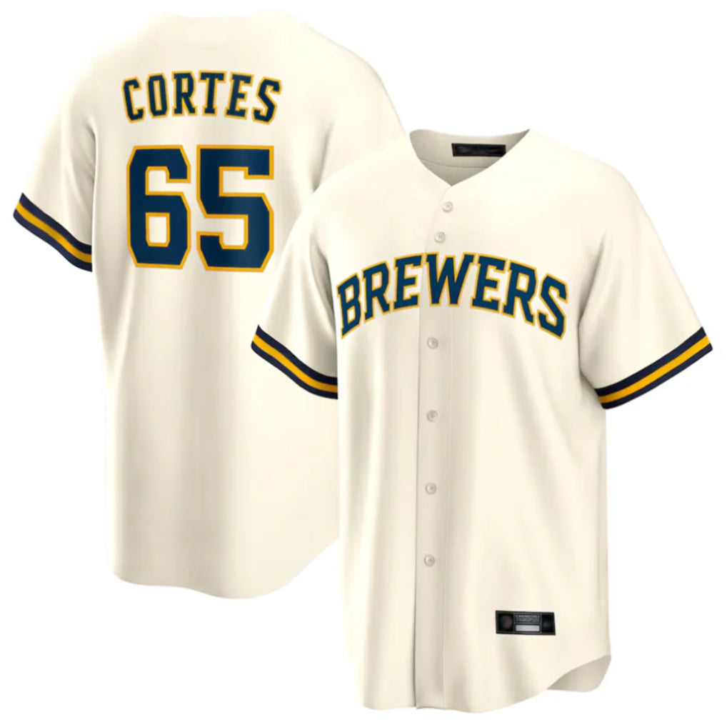 Johmsee M.Brewers #65 Nestor Cortes Player Cream Home Game Stitched Jerseys