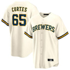 Johmsee M.Brewers #65 Nestor Cortes Player Cream Home Game Stitched Jerseys
