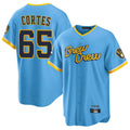 Johmsee M.Brewers #65 Nestor Cortes Player Light Blue City Connect Home Game Stitched Jerseys