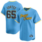 Johmsee M.Brewers #65 Nestor Cortes Player Light Blue City Connect Home Limited Stitched Jerseys