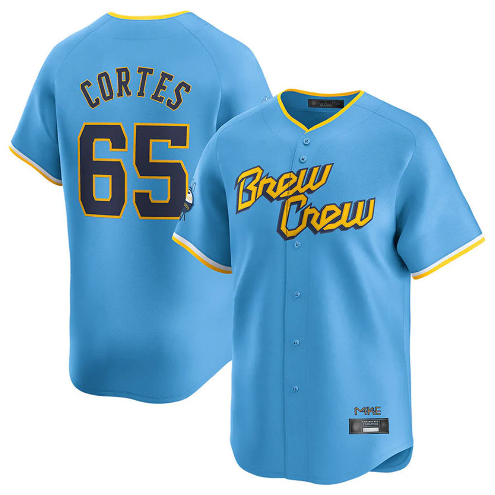 Johmsee M.Brewers #65 Nestor Cortes Player Light Blue City Connect Home Limited Stitched Jerseys