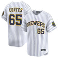 Johmsee M.Brewers #65 Nestor Cortes Player White Stripes Home Limited Game Stitched Jerseys