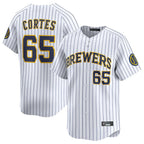 Johmsee M.Brewers #65 Nestor Cortes Player White Stripes Home Limited Game Stitched Jerseys