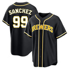 Johmsee M.Brewers #99 Gary Sanchez Player Black Fashion Out Home Game Stitched Jerseys